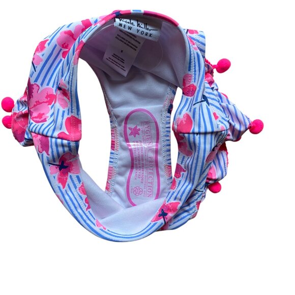 NWT Nicole Miller Rash Guard Swimsuit Set Stripes Floral Pom Poms Pool Beach-6 - Picture 11 of 13